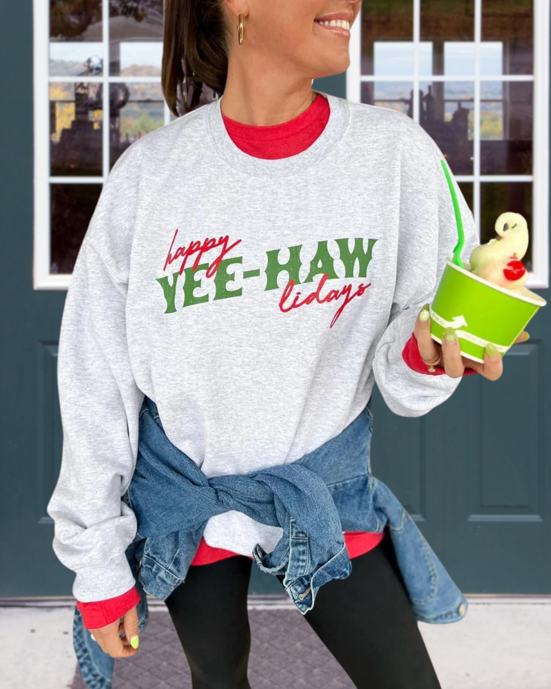 Happy YEE-HAW Printed Sweatshirt