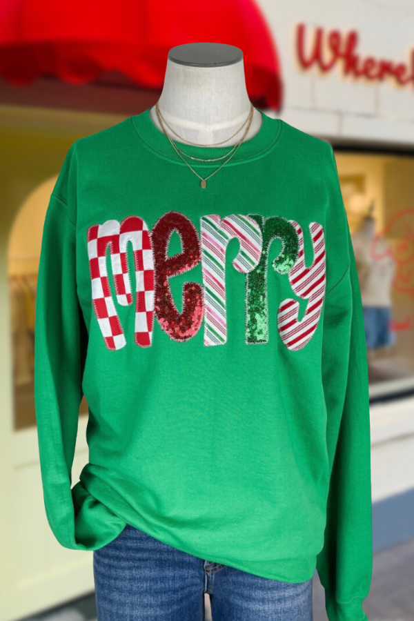 Merry Sequined Crewneck Sweatshirt