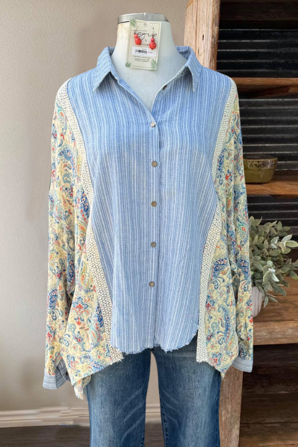 Mixed Floral Button Down Shirt