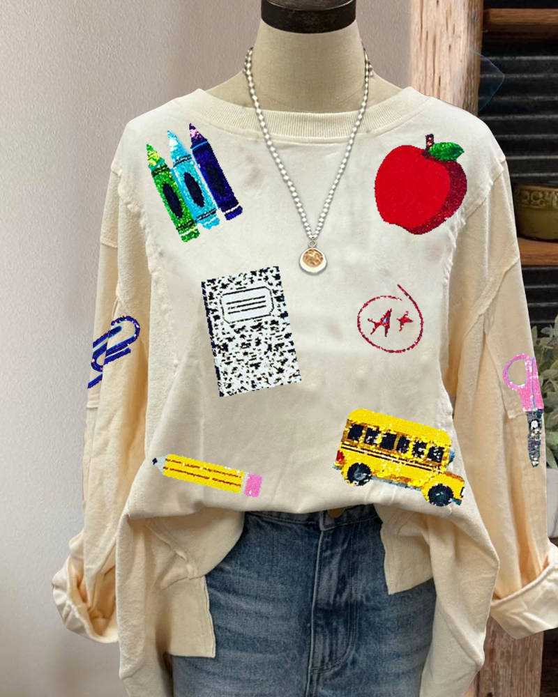 Oversized School Sequined Sweatshirt
