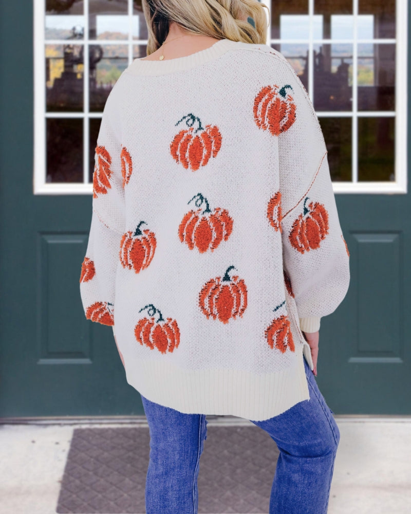 Cozy Pumpkin Embroidered Sweatshirt