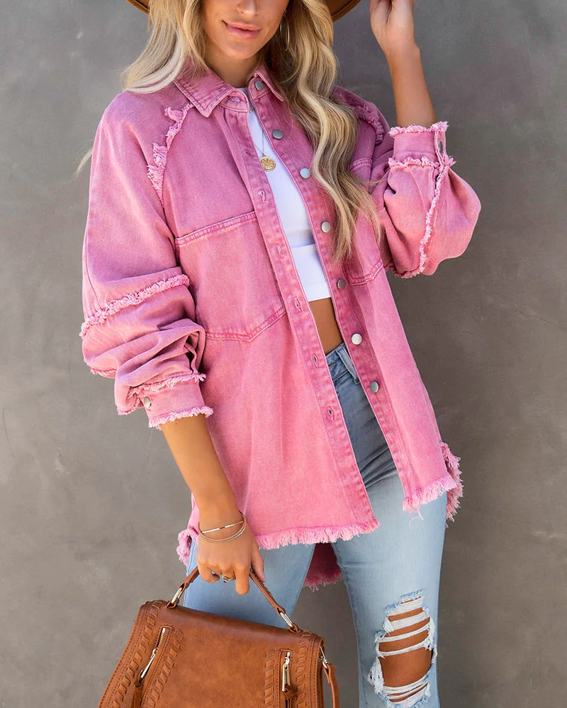 Cotton Distressed Denim Jacket