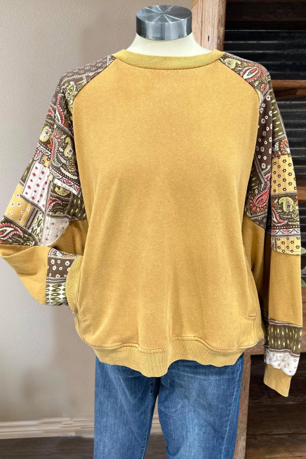 Bohemian Patchwork Crewneck Sweatshirt