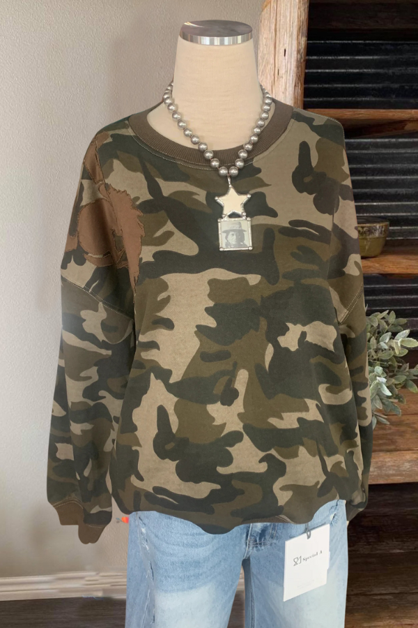 Camouflage Crew Neck Sweatshirt