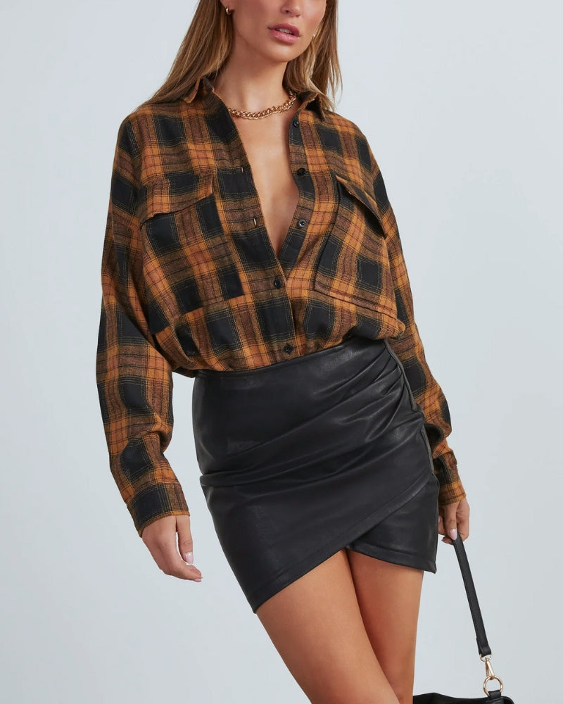 Brown & Black Plaid Shirt