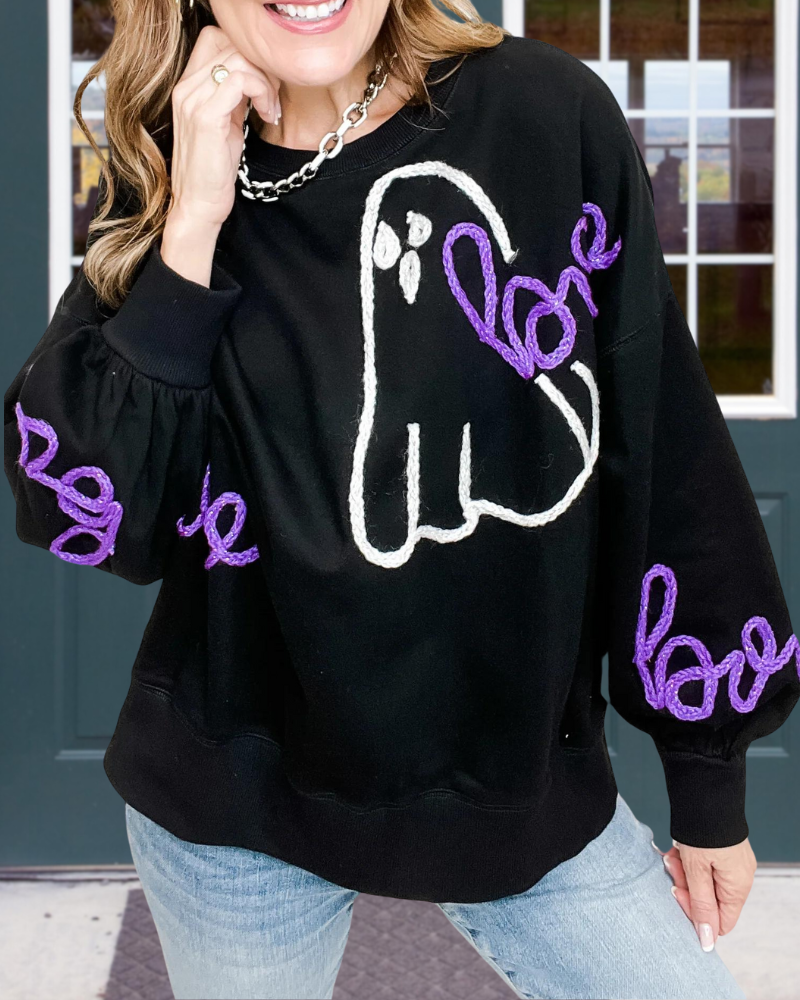 Boo Embroidered Sweatshirt