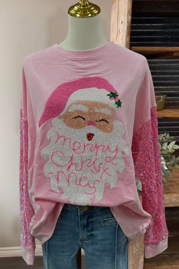 Santa Sequin Patchwork Pullover