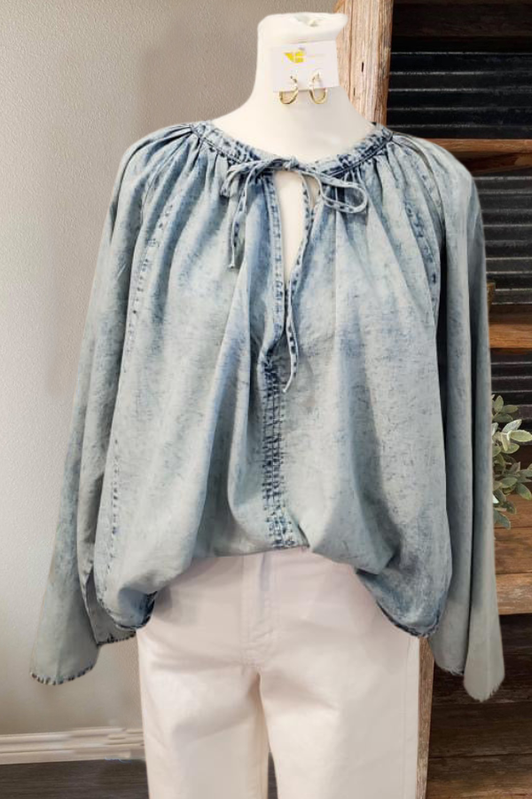 Bell Sleeve Denim Top