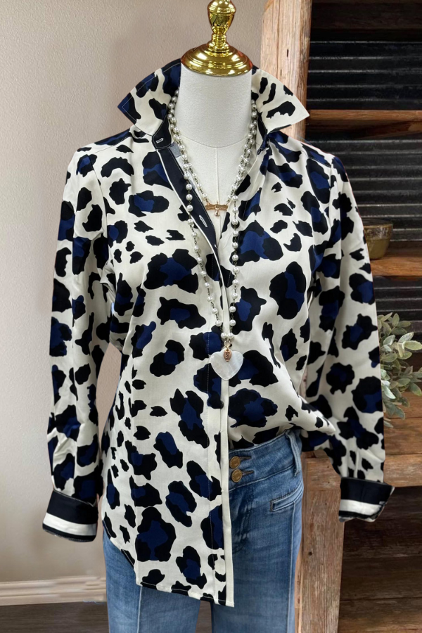 Leopard Print Satin Blouse