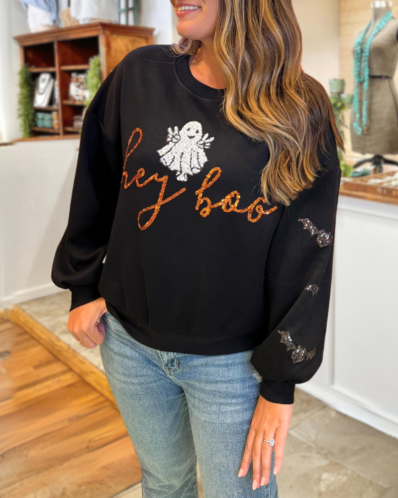 Ghost Sequin Embroidered Sweatshirt