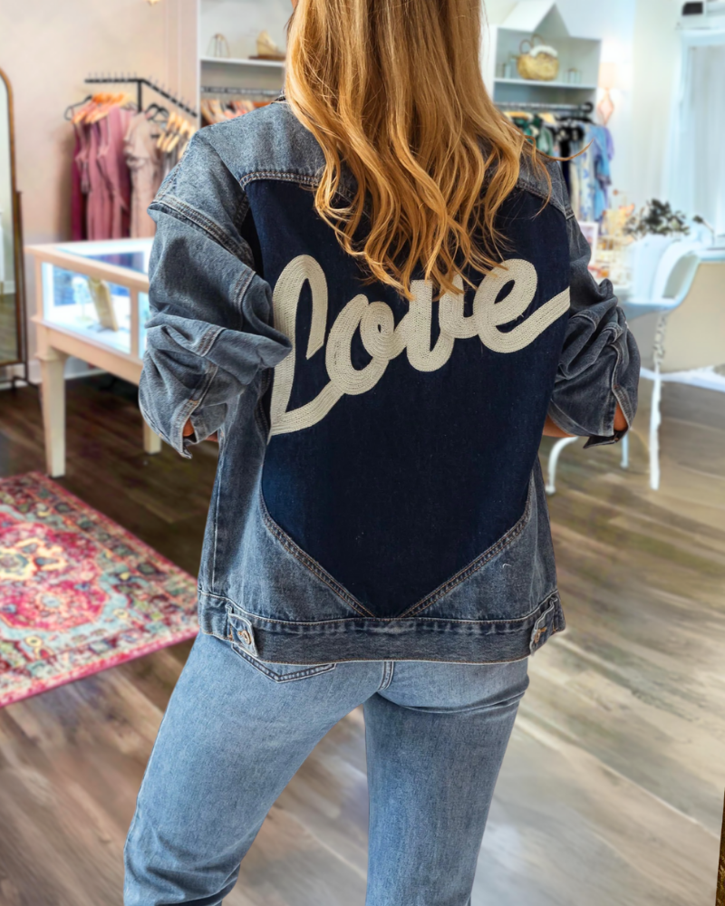Love Heart Denim Patchwork Jacket