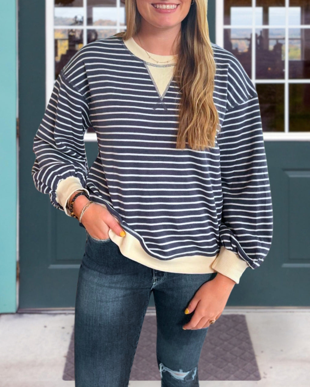 Cara Colorblock Striped Pullover