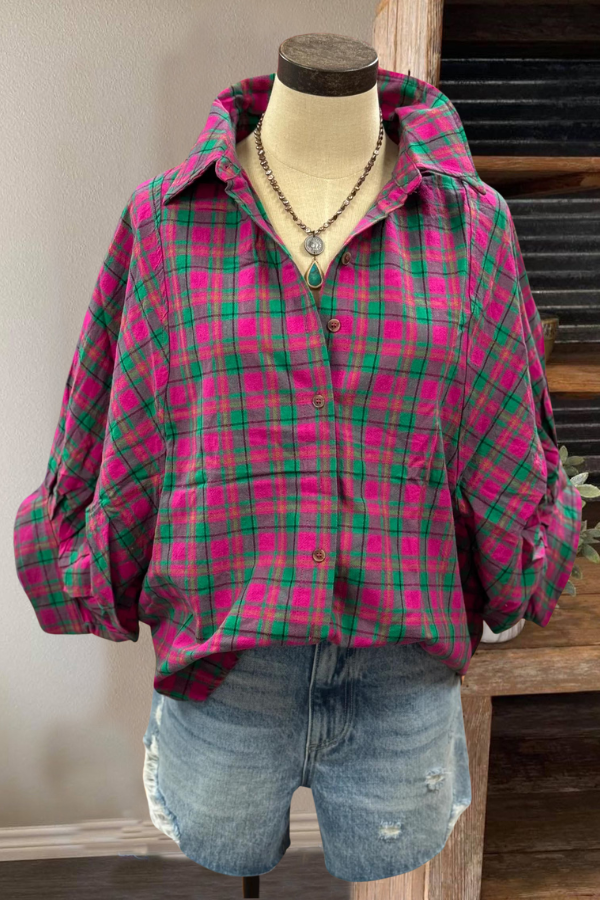 Look Magenta Plaid Top