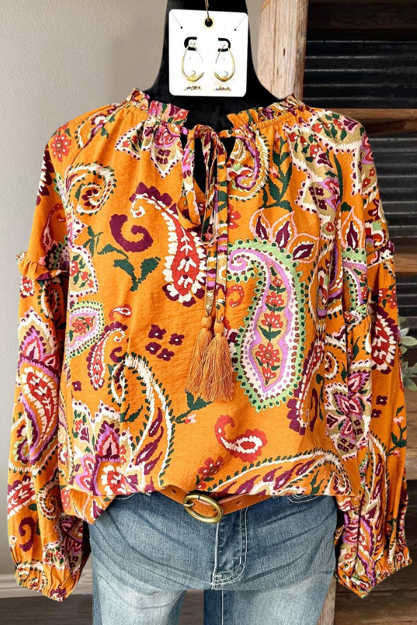 Fall Leaves Floral Paisley Blouse