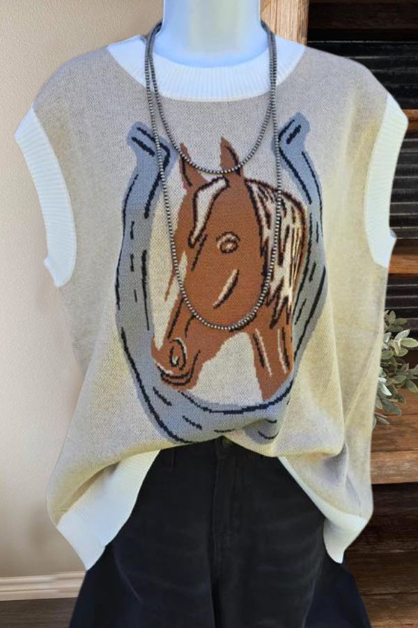 Horse Knitted Sweater Vest