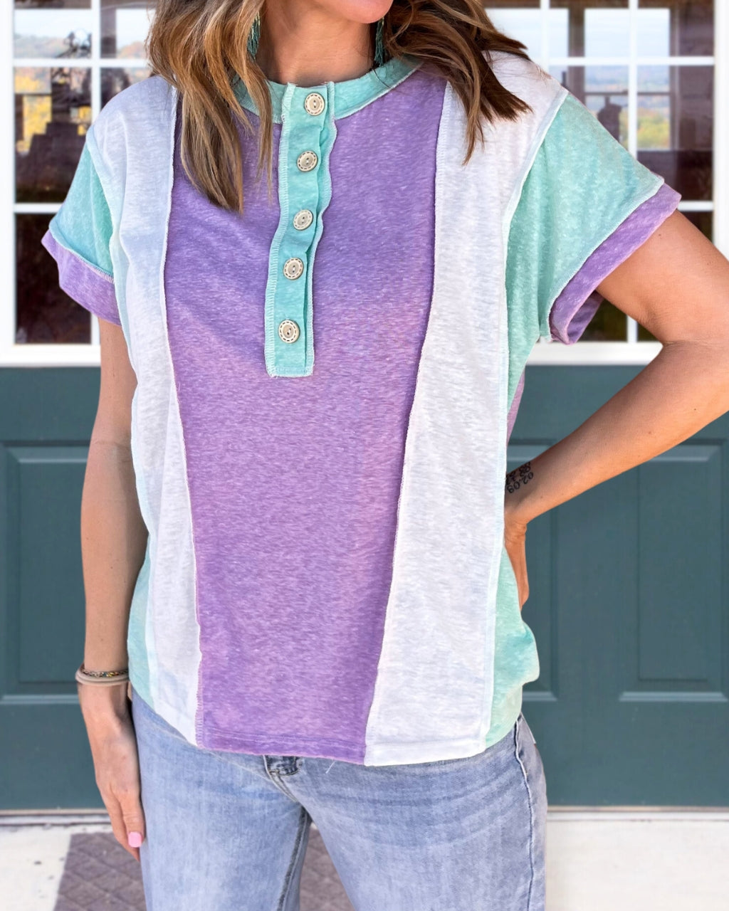 Vibrant Harmony Color Block Top