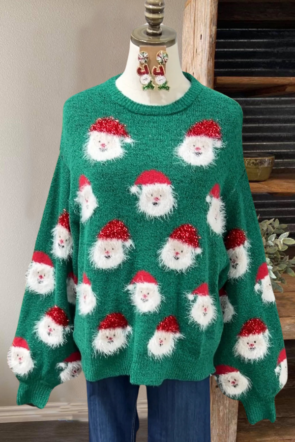 Plush Santa Claus embroidered sweater