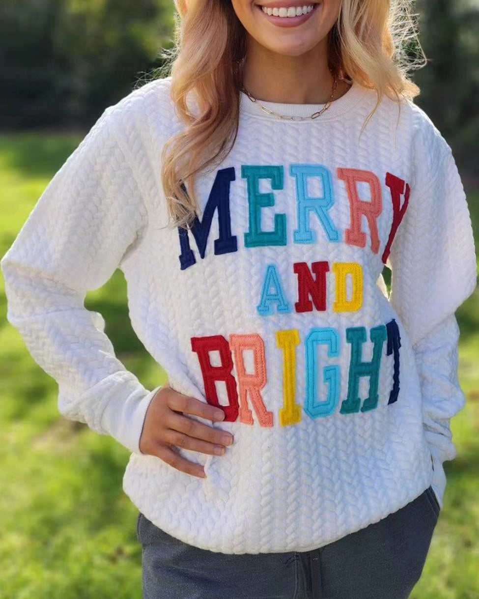 MERRY AND BRIGHT Textured Sweatshirt