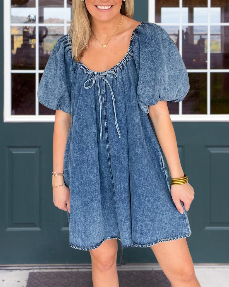 Big Puff Sleeve Denim Dress