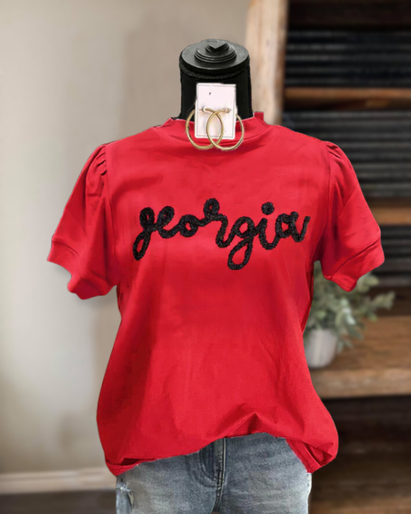 Georgia Thread Embroidered Cotton Tee