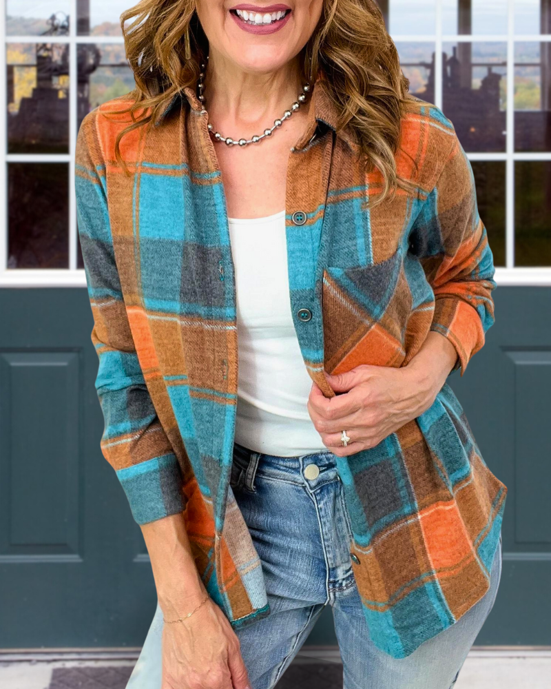 Changing Jacquard Plaid Shacket Top