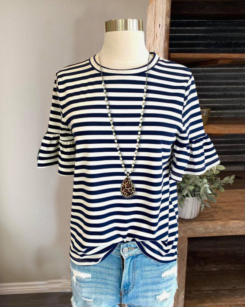 Striped Ruffle T-shirt