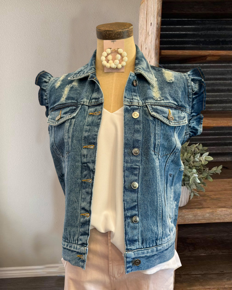 Ruffle Denim Jacket