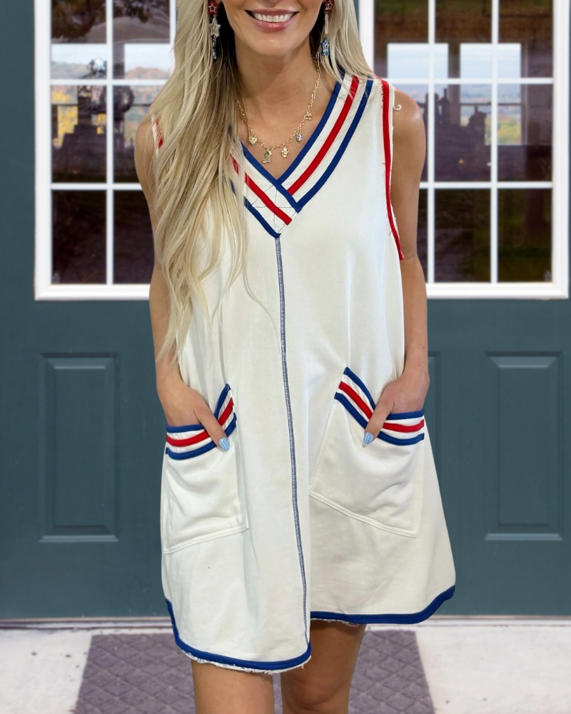 Colorblock Stripe Trim Mini Dress