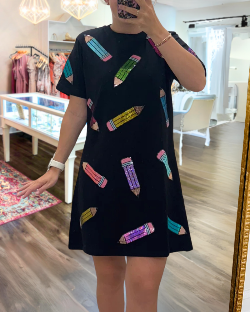 Scattered Pencil Sequin Dress