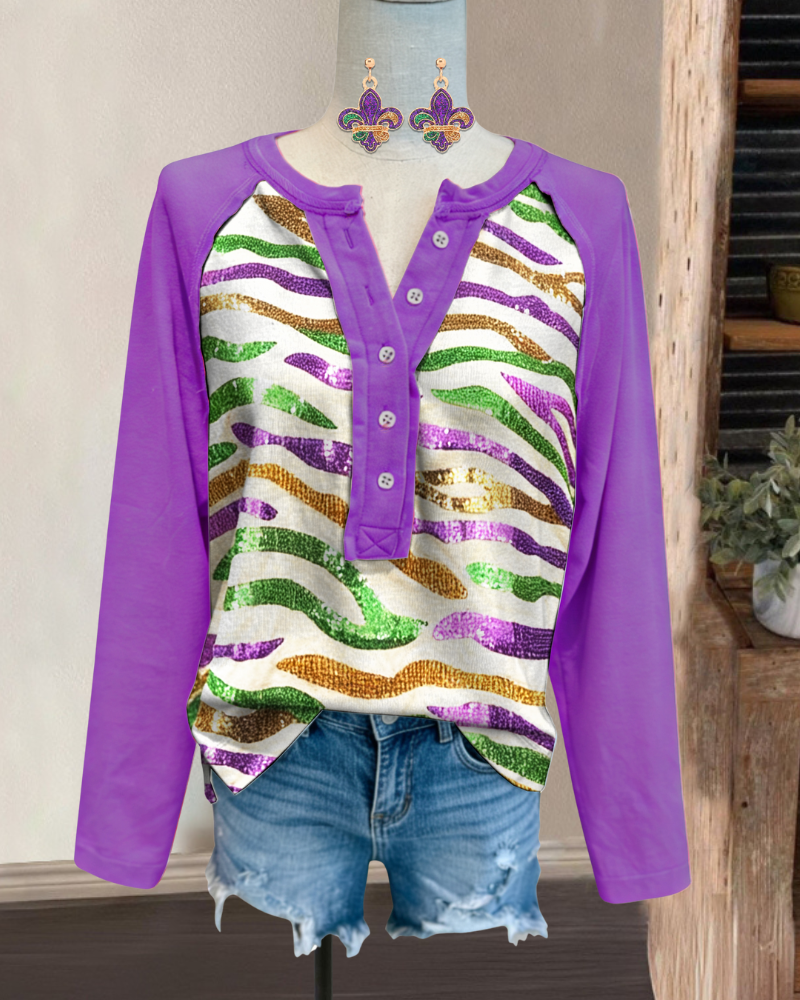 Carnival-print Half-open Collar top