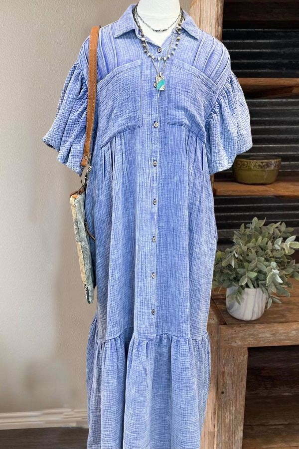 Wrinkle Button Down Dress