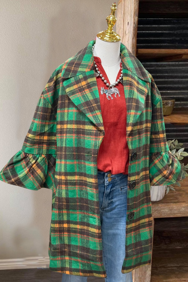 Classic Plaid Lapel Coat