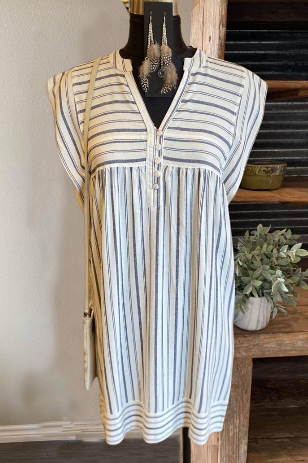 Loose-Fitting Striped Mini Dress