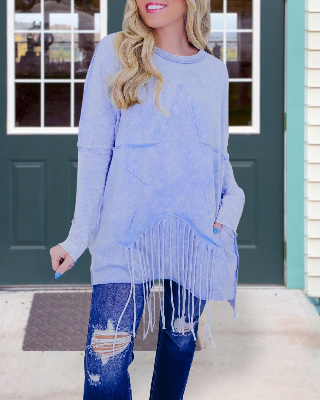 Distressed Tassel Star Sweatshirt