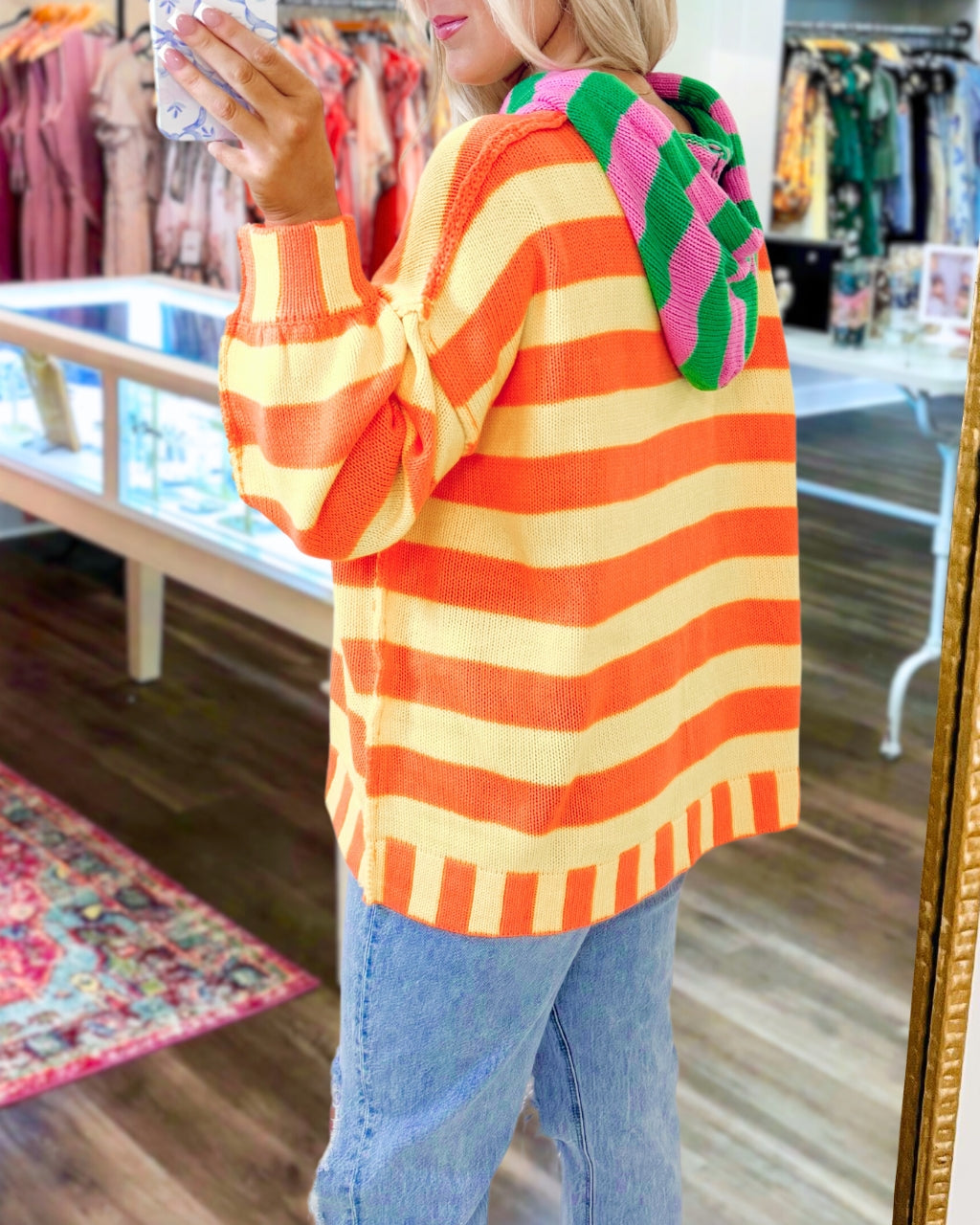 Vibrant Striped Hooded Sweater