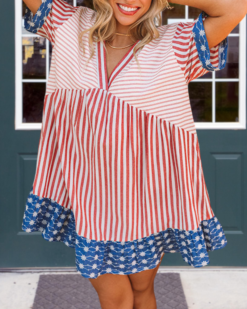 Unique Trim Striped Dress