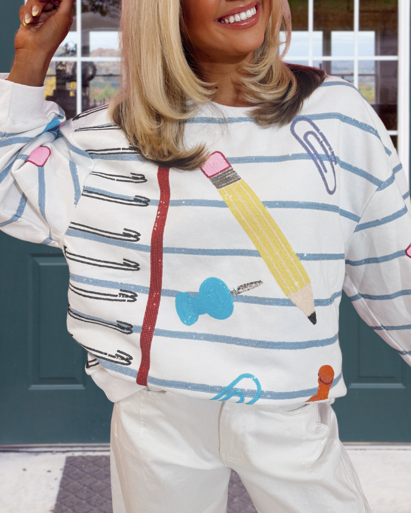 School Stripe Sequined Sweatshirt