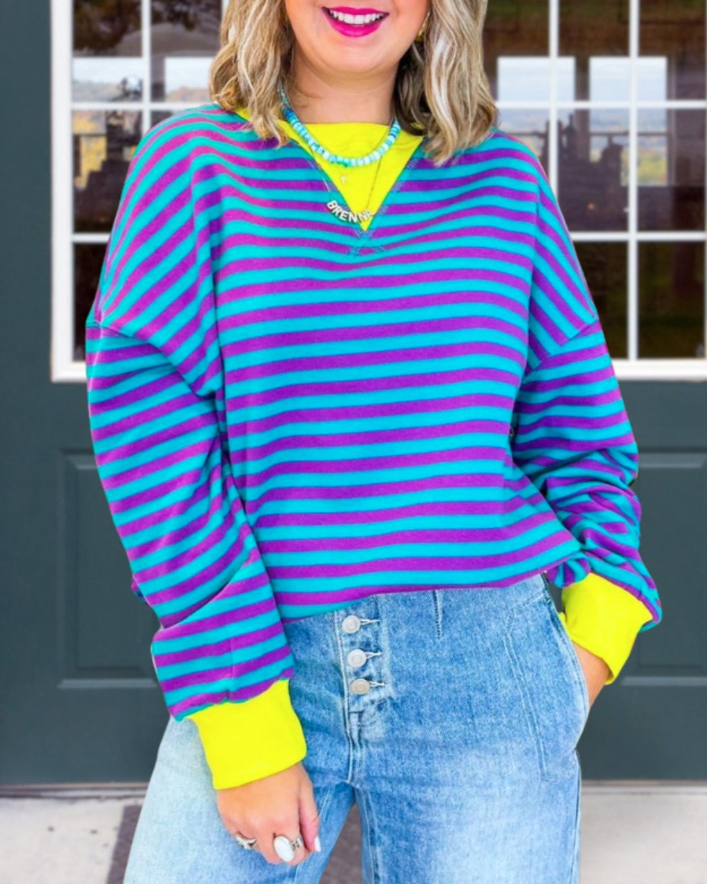 Cara Colorblock Striped Pullover