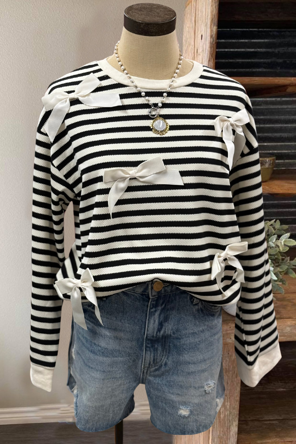 Bow Striped Sweatshirt