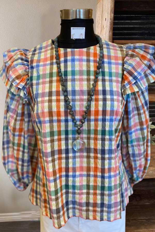 Rita Colorful Plaid Blouse