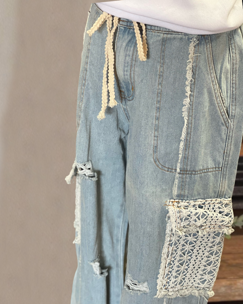 Boho Crochet Pockets Jogger Pant