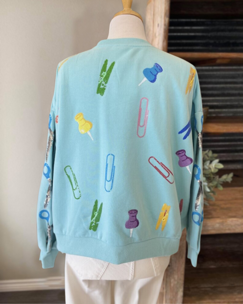 Cute School Supplies Print Sweatshirt