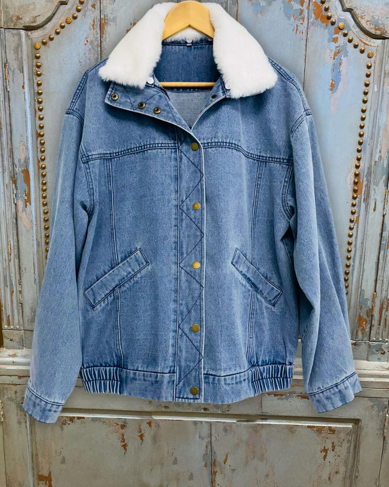 Sherpa Denim Bomber Jacket