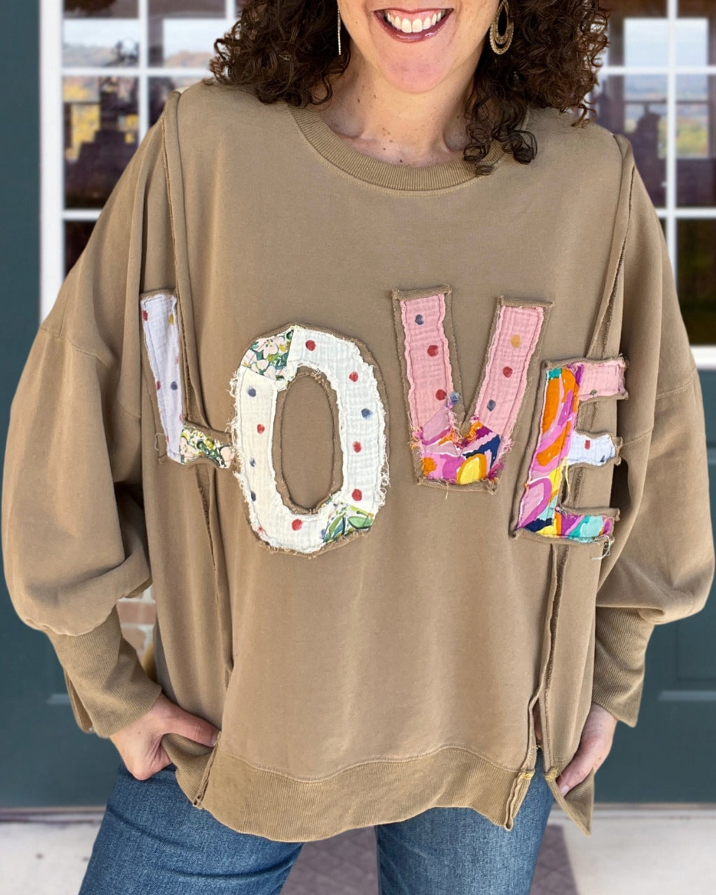 Colorful LOVE Patch Sweatshirt