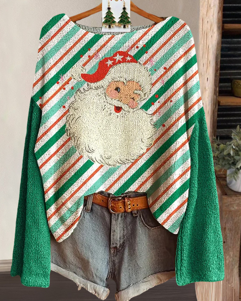 Stylish Santa Claus Striped Top