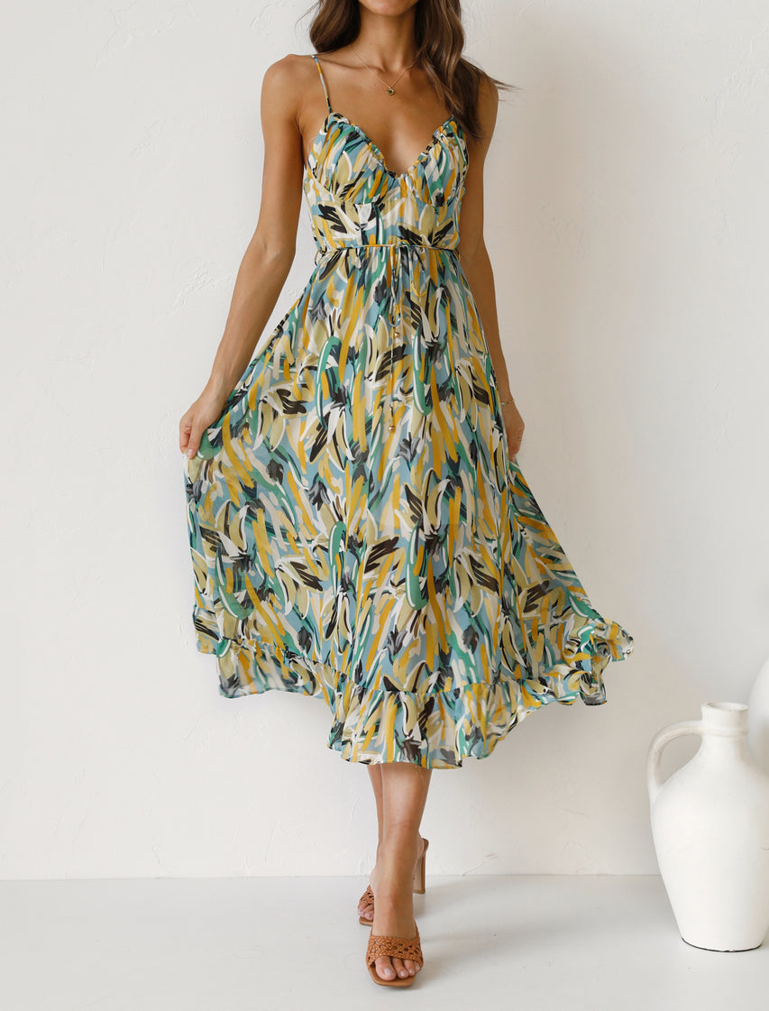 Spring Swallow Sling Floral Dress