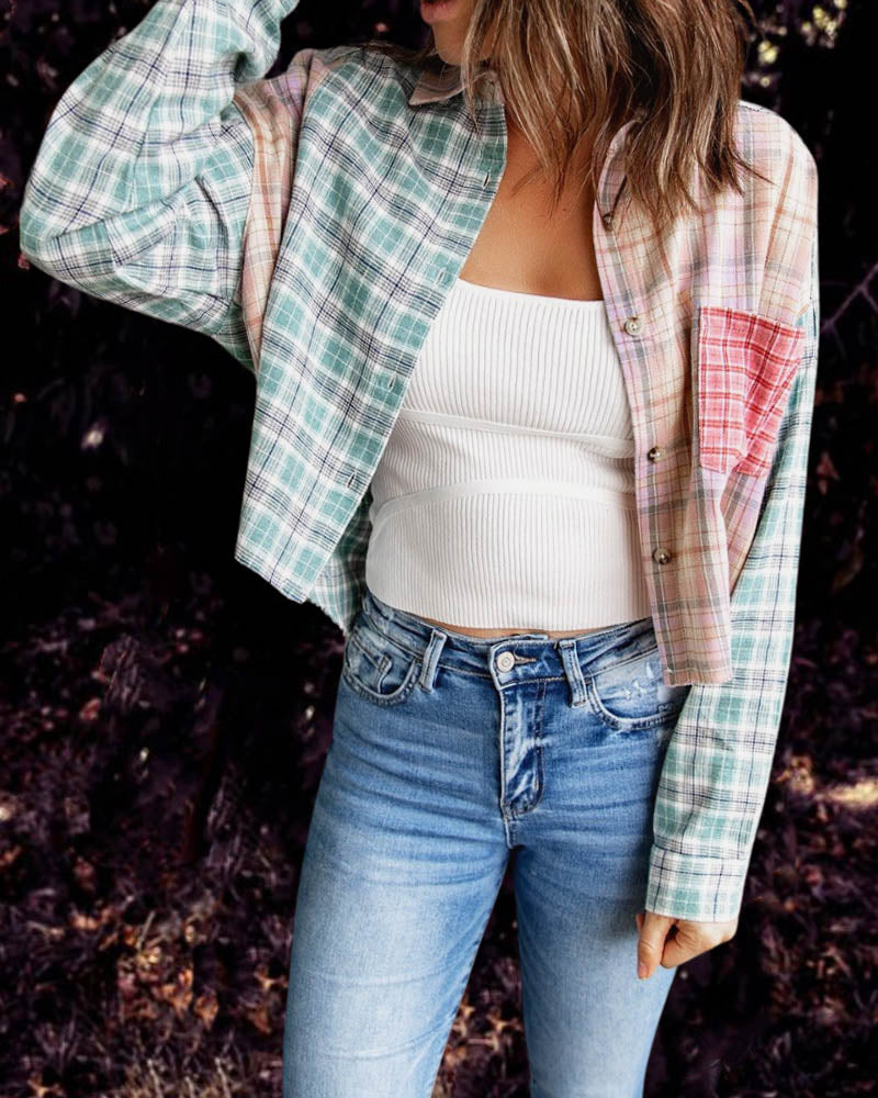 Colorblock Plaid Shirt