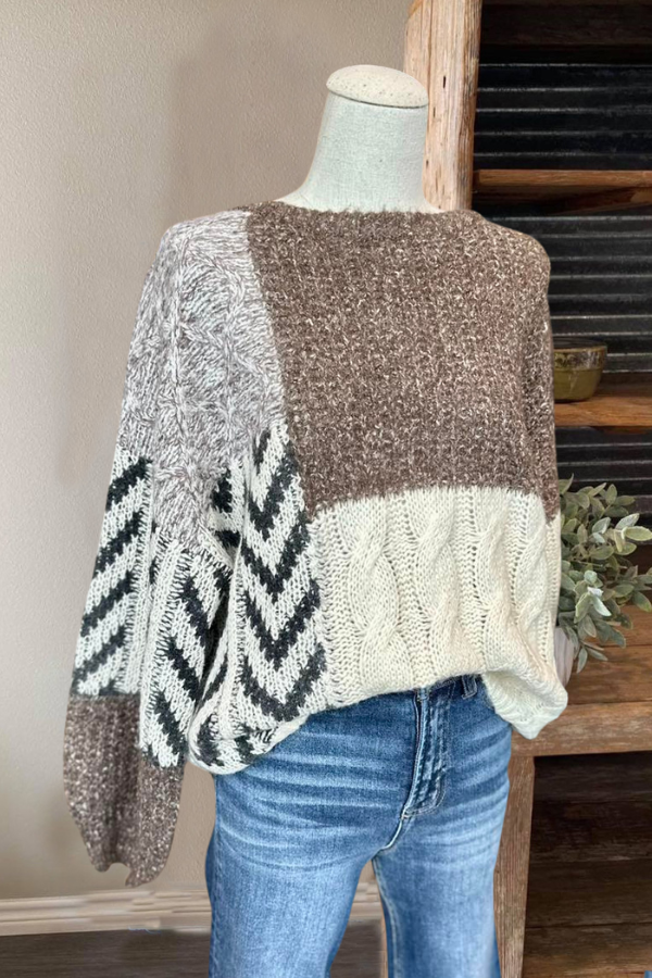 Loose Colorblock Knitted Sweater