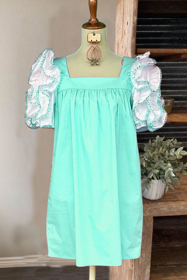 Statement Ruffled Puff Sleeve Dress