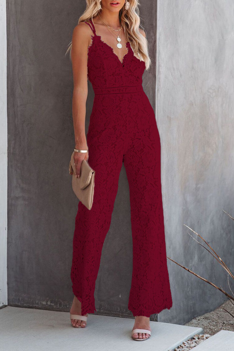 Center Of Attention Lace Jumpsuit